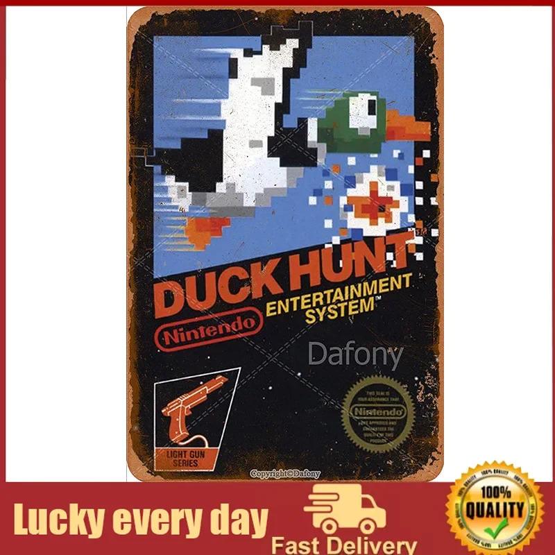 Duck Hunt Nintendo Nes Light Gun Shooter Retro Tin Sign Vintage Poster Targa Wall Decor Per Bar Cafe Garden Bedroom Office