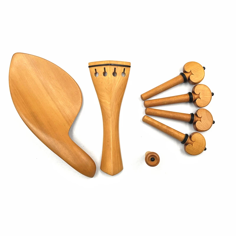 Description Picture 6 of item1 set High quality 4/4 violin viola Boxwood accessories parts fittings,Tailpiece+Tuning pegs+Endpins+Chin rest/Chin Holder