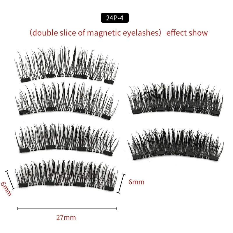2 Pairs Magnetic Eyelashes False Lashes With 4 Magnetic 3D reusable magnetic eyelashes Tweezers Set Portable Makeup Set Lash
