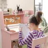 Kids Desk and Chair Set , Childrens Computer Desk with Drawers and Storage Shelf, Kids Study Table with Charging Station 2