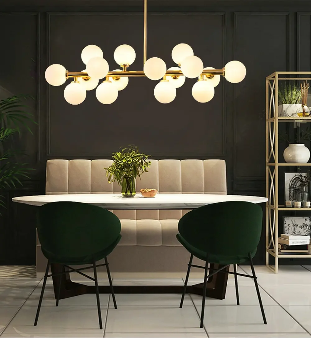 Description Picture 3 of itemNordic Modern Pendant Lamp Luxury Home Decor Lighting Fixtures Glass Round Lampshade Chandelier for Restaurant Villa