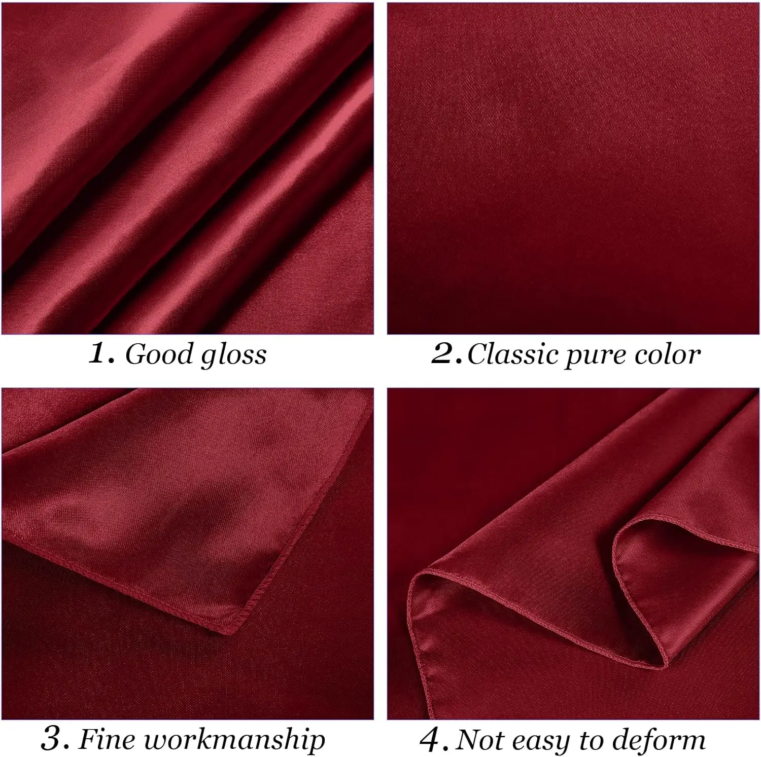 Dark Red Satin Rectangle Tablecloth for Wedding Mariage Party Decoration Baby Shower Christmas Restaurant Banquet Table Cloth 4