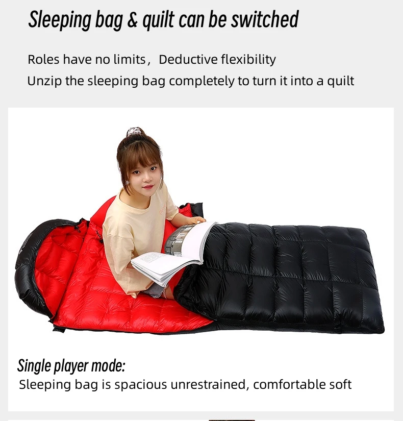 Down Sleeping Bag Adults Outdoor Camping Double Warm Camping Goose Down Sleeping Bag & Quilt for Two Purposes Double Splice