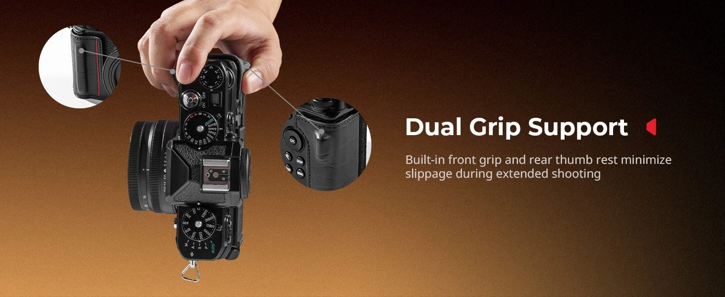SmallRig Z f Case Kit, Ledertasche Kit für Nikon Z f Schwarz/Braun mit Schultergurt, 1/4 Zoll-20 Loch am Knopf 5095 – Detail 4