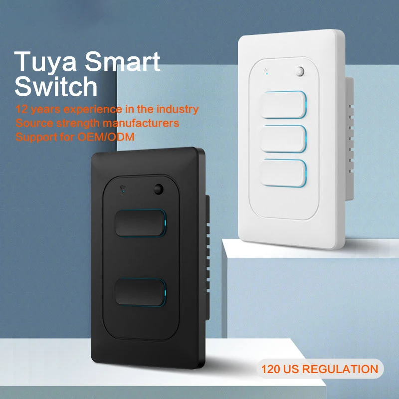 WiFi Smart Switches US Standard Tuya WiFi Smart Light Switch Push Button Wireless Remote Control Work With Google Home Alexa