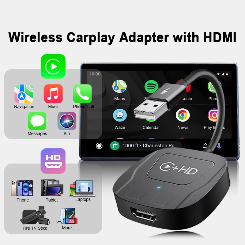 Wireless Video CarPlay Adapter Support Netflix/YouTube/Tiktok For OEM Wired CarPlay Cars,video carplay adapter