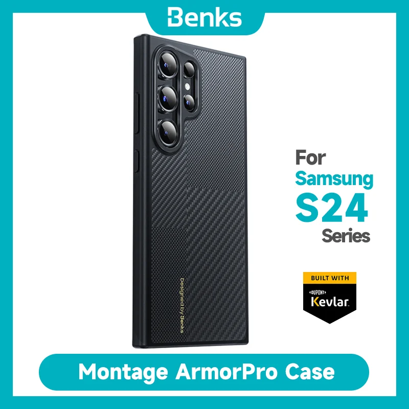 Benks монтаж ArmorPro чехол, изготовленный из кевлара®600D + 1500D для Samsung Galaxy S24Ultra S24 S24 + Ультратонкий защитный чехол