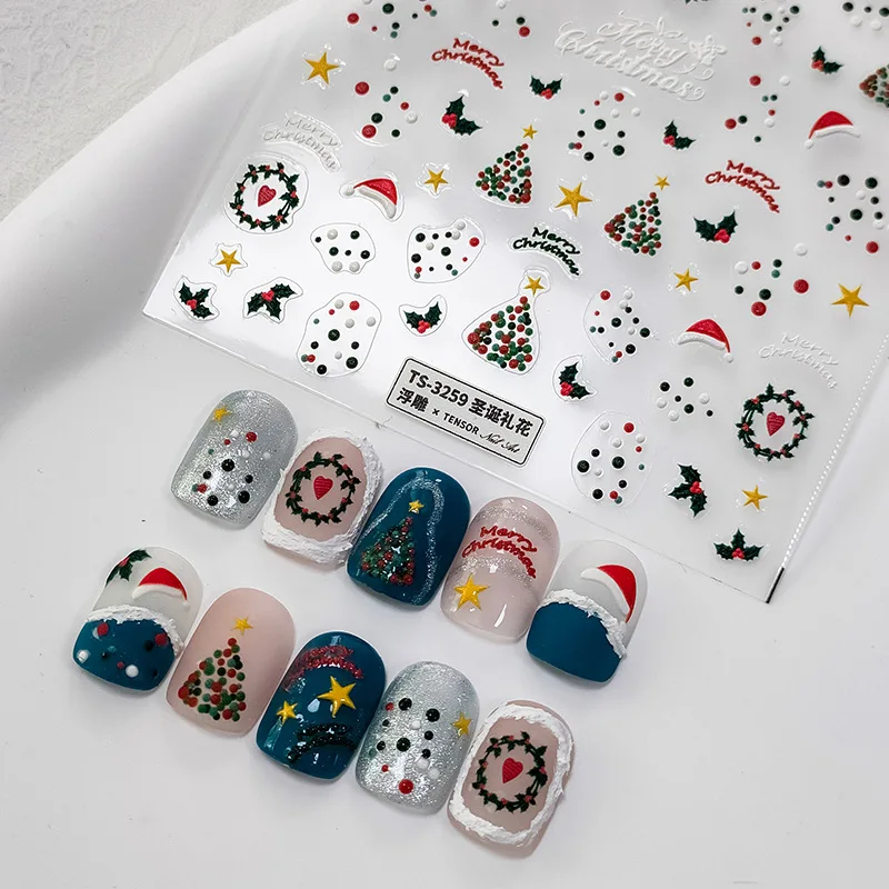 

[Meow.Sensei] Thin and Tough Three-Dimensional Nail Sticker Pro Adhesive Nail Stickers TS-3258 Christmas Fireworks Display