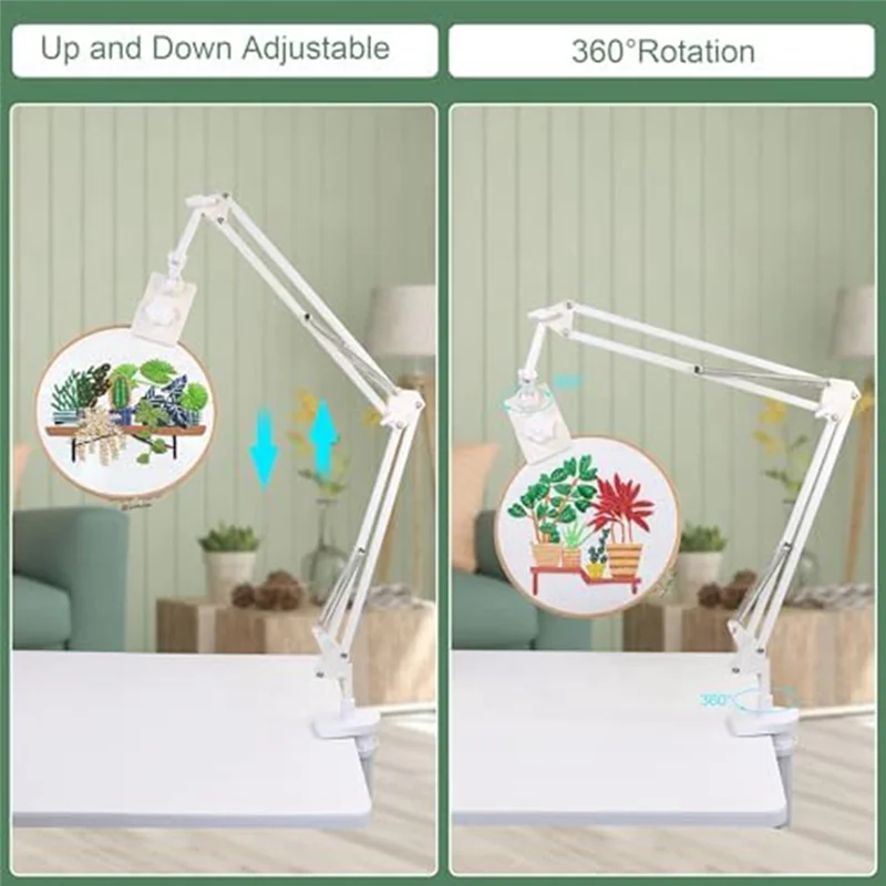 Adjustable Embroidery Hoop Stand-Folding Embroidery, 360 Degree Rotating Crossstitch Stand For Needle Point Projects A Durable