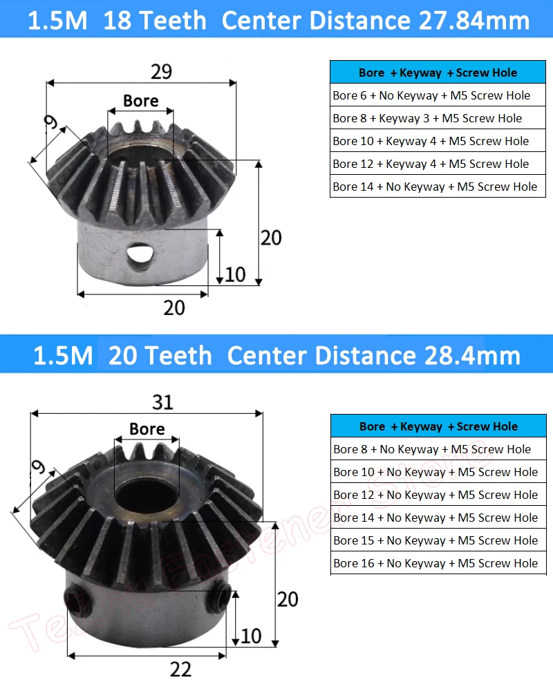 1pc 1:1 Bevel Gear 1.5M 12 16 18 20 25 30 Teeth 1.5 Module 12T 16T 18T 20T 25T 30T 90 Degrees Meshing Angle Steel Gear Bore 6-25