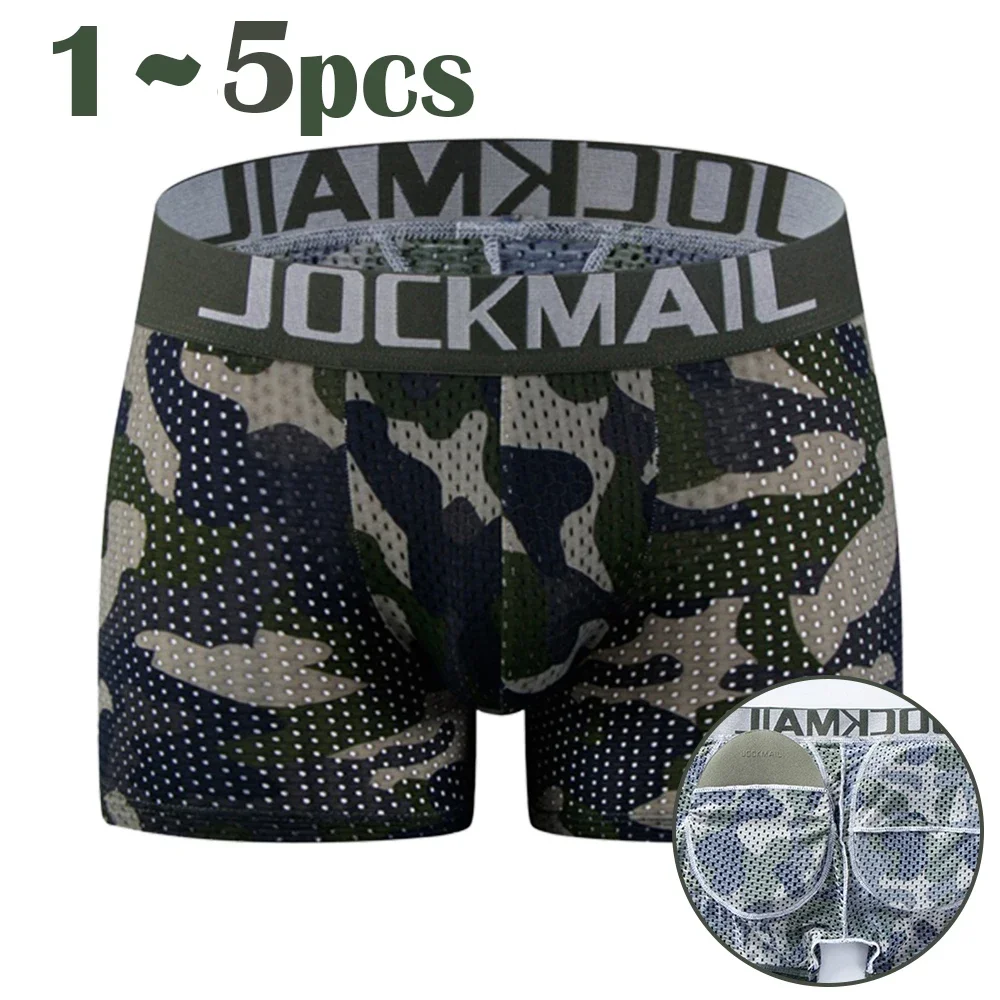 1-5pcs Men Buttocks Lifter Boxers Underwear Mesh Buttocks Lifter Padded Underwear Fashion Man Camouflage Boxers Shorts Underpant