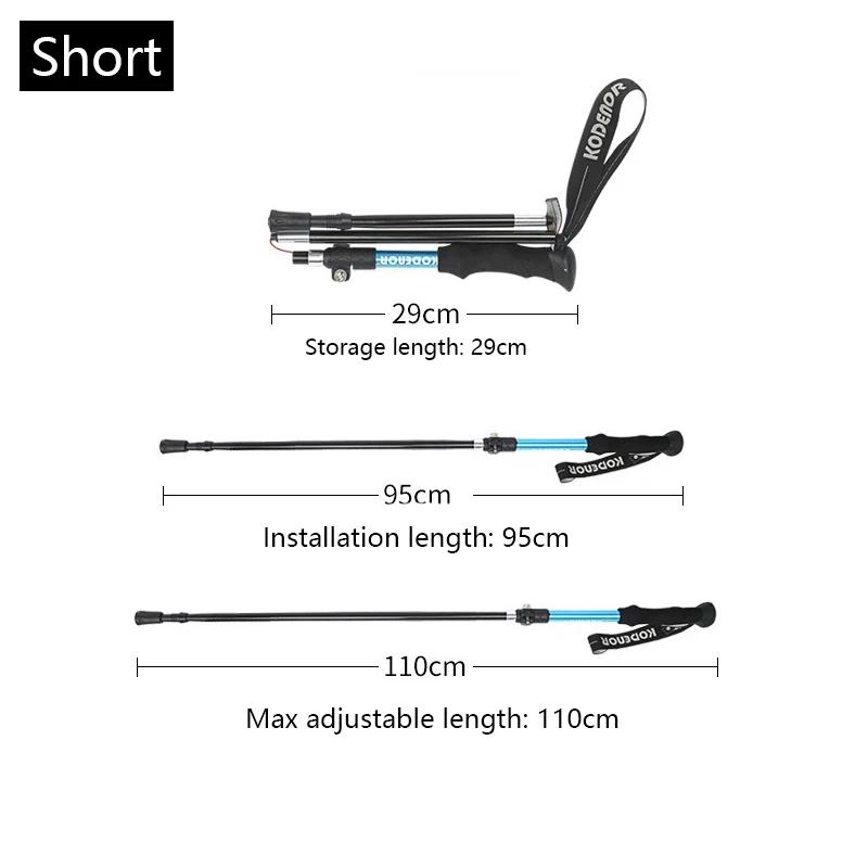 Folding Hiking Poles 5 sections Cane 6061 aluminum alloy Walking Stick Outdoor mountain climbing 4