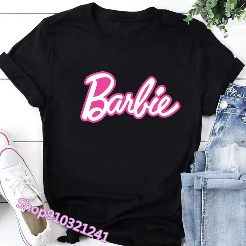Ladies Short Sleeve Summer Tshirt Fashion Women Graphic T Top Shirt Barbie Print T-shirts Cartoon Female Tee T-Shirt 2024 3