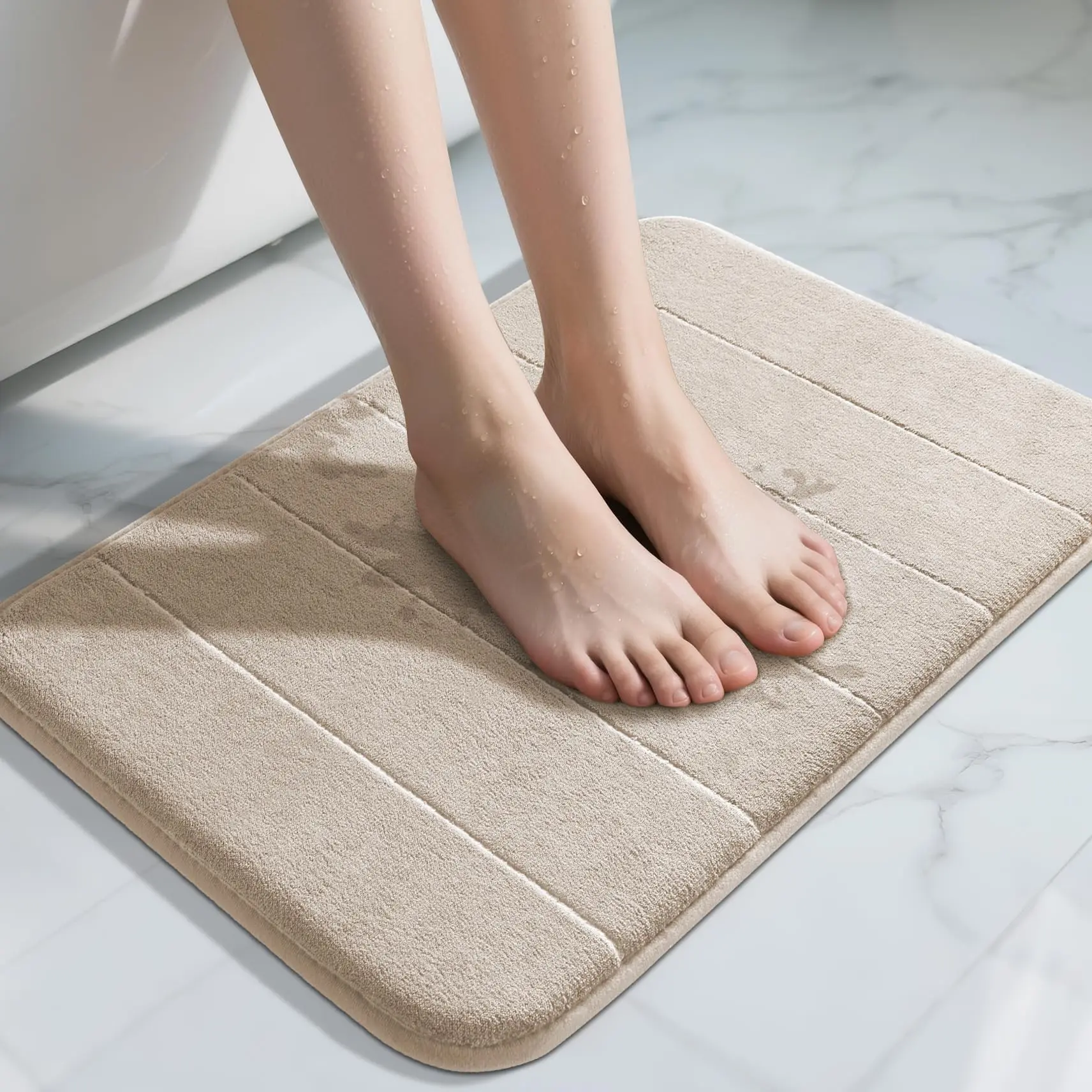Luxurious Quick-Dry Memory Foam Bath Mat - Super Soft & Absorbent, Non-Slip Rug