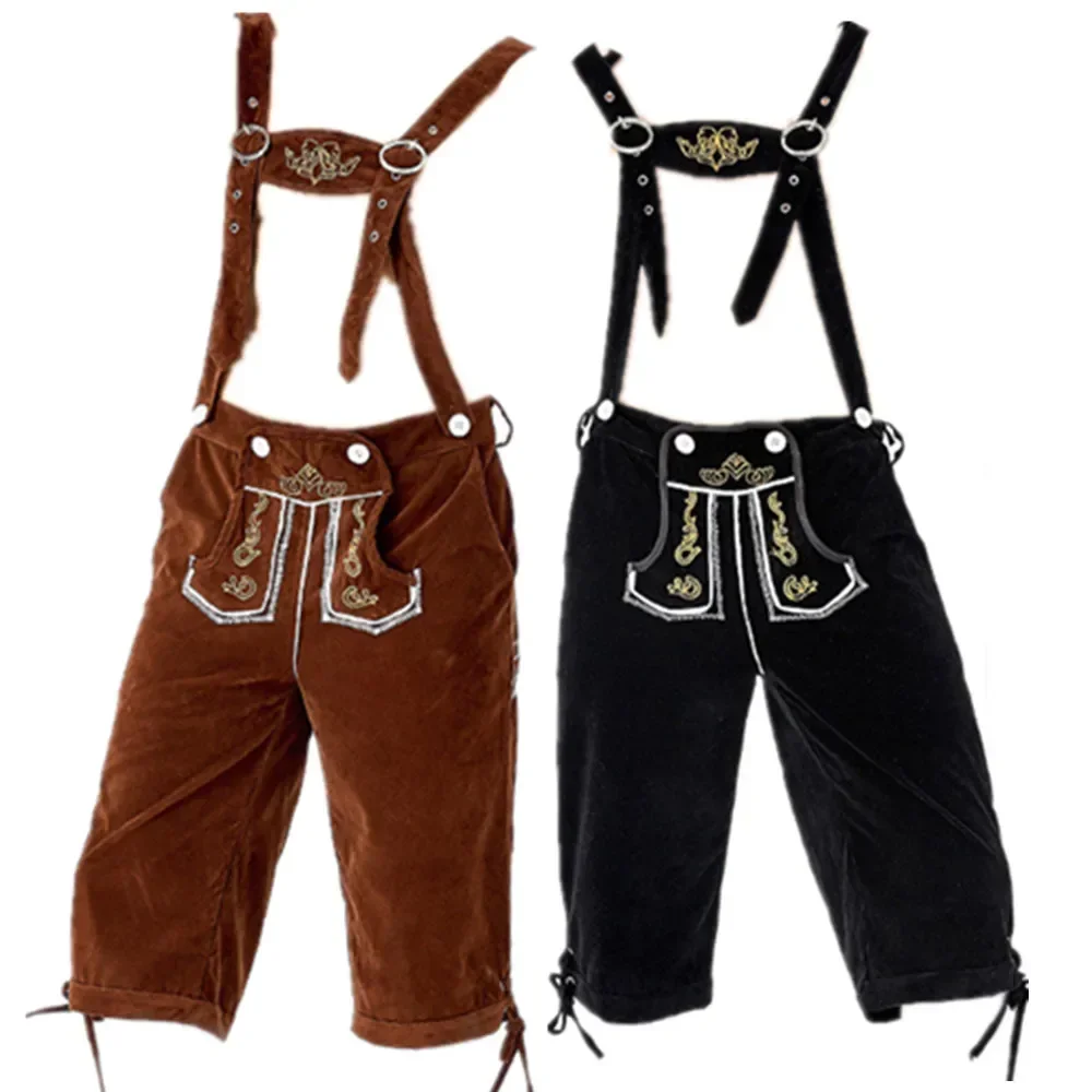 Bavarian Lederhosen Strap Pants For Men Traditional Oktoberfest Costumes Beer Festival Male Cosplay Halloween Party Outfit