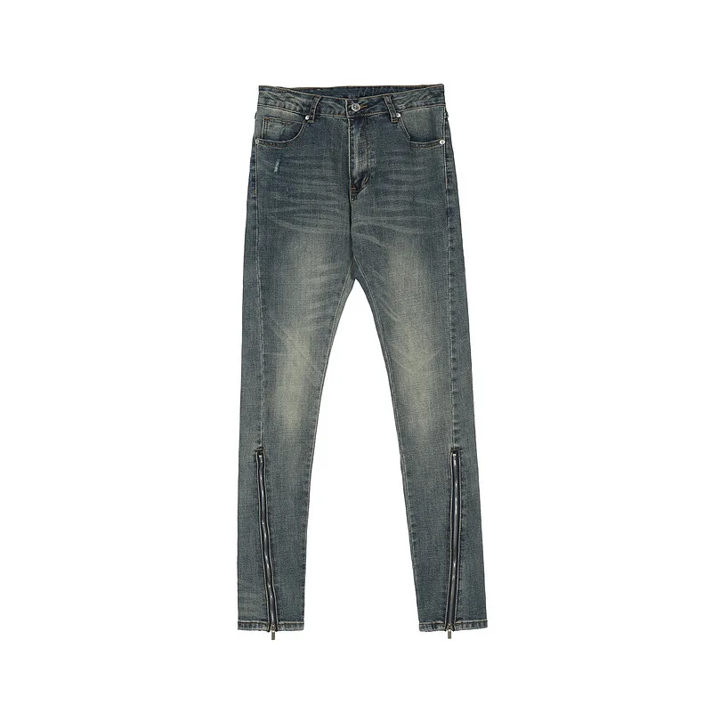 Owen Seak Men Denim Jeans Cotton Gothic Men's Clothing Coated Autumn Straight Solid High Street Black Jeans Pants 3