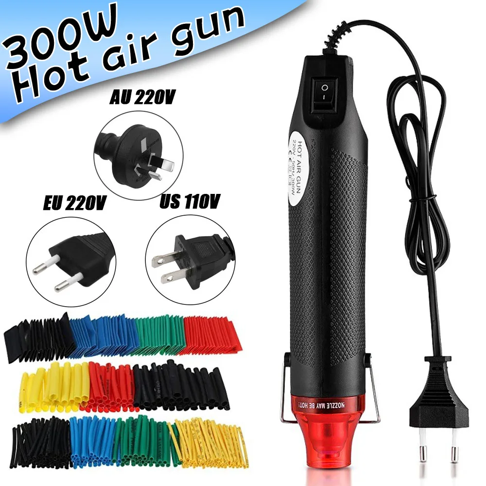 300W Hot Air Heat Gun Electric Temperature Power Blower Mini Tool Kit for  DIY Shrink Tubing Soldering Wrap Plastic Rubber Stamp