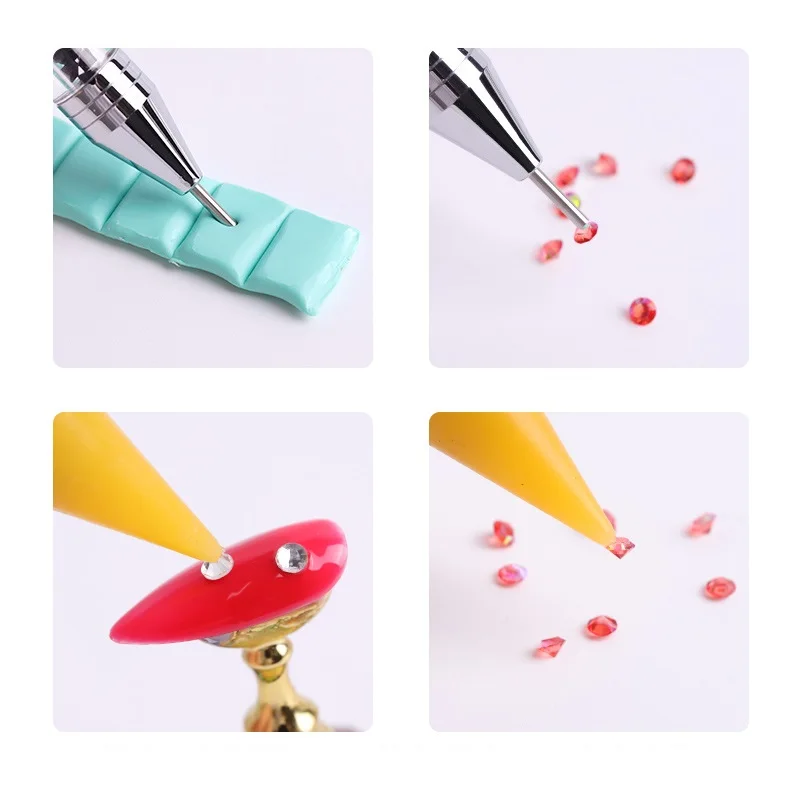 1PC Dual Heads Acrylic Metal Dotting Wax Pen Rhinestones Gem Picker Crystal Picking Nail Art Studs Dotter DIY Point Drill Tools 5