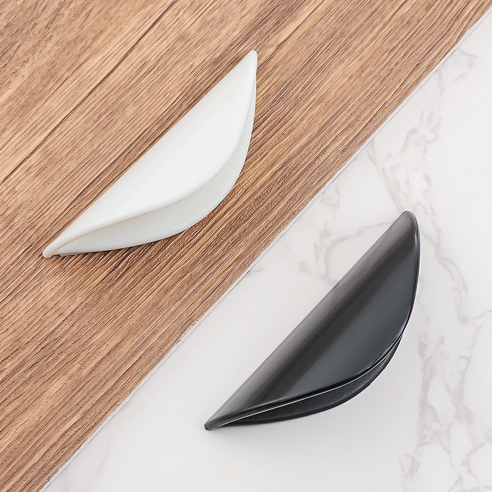 SelfAdhesivePunchfreeDoorHandleBlackWhitePlasticsHalfEllipse