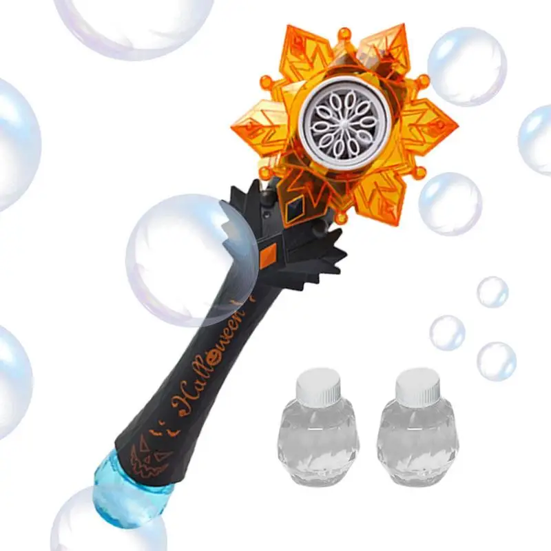 

Halloween Bubble Blower Unique Crystal Pinwheel Light Up Bubble Stick With Music Halloween Witch Toy Party Favors Bubble Maker