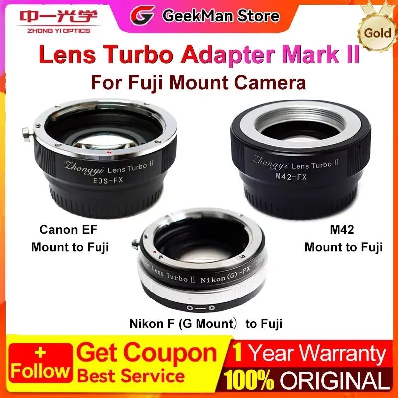 Zhongyi Lens Turbo II Focal Reducer Booster Adapter M42 To Fujifilm FX X Pro2 T2