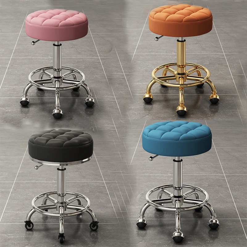 Salon Furniture Hairdressing Round Stool Barber Shop Chairs Tattoo Stools Liftable Work Chair Beauty Nail Pulley Swivel Chairs