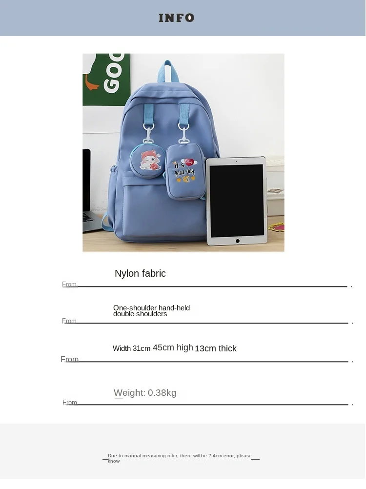 Große Kapazität Rucksack Für Männer Koreanischen Stil Doppel Schulter Tasche Für Frauen Hohe Schule College Stil Süße Doppel Schulter Taschen – Detail 22