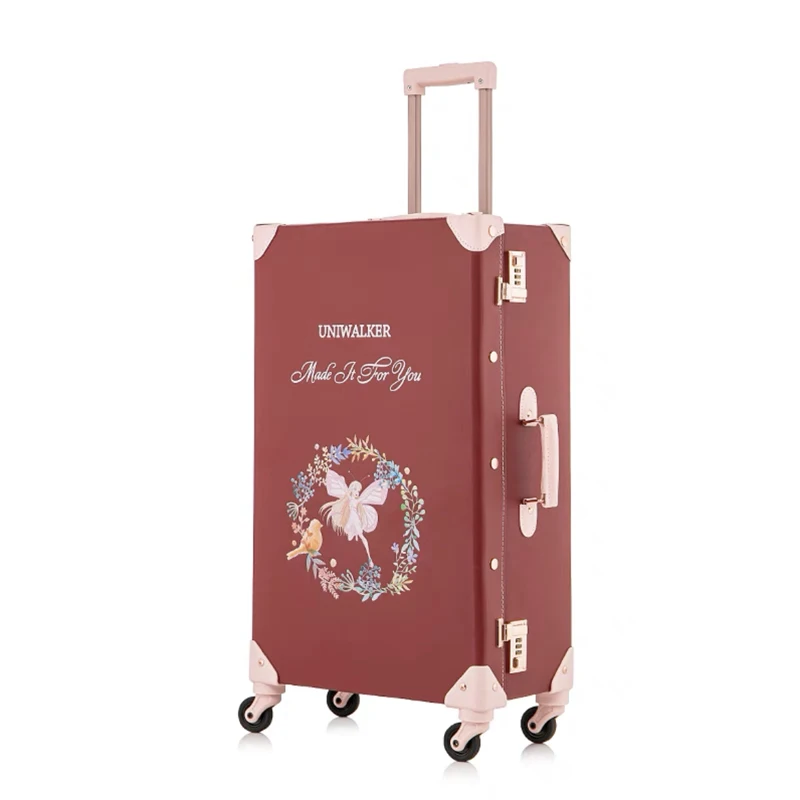 Women 2PCS/SET Vintag Travel Suitcase Rolling Luggage 12 20 24 26inch Men Fashion Trolley suitcase handbag Carry-Ons Travel Luggage