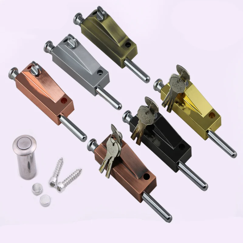 

1set Heavy duty door bolts spring latch Sliding Revolving Door Security Lock for Hotel Office Bulding buffer Furniture Hardware