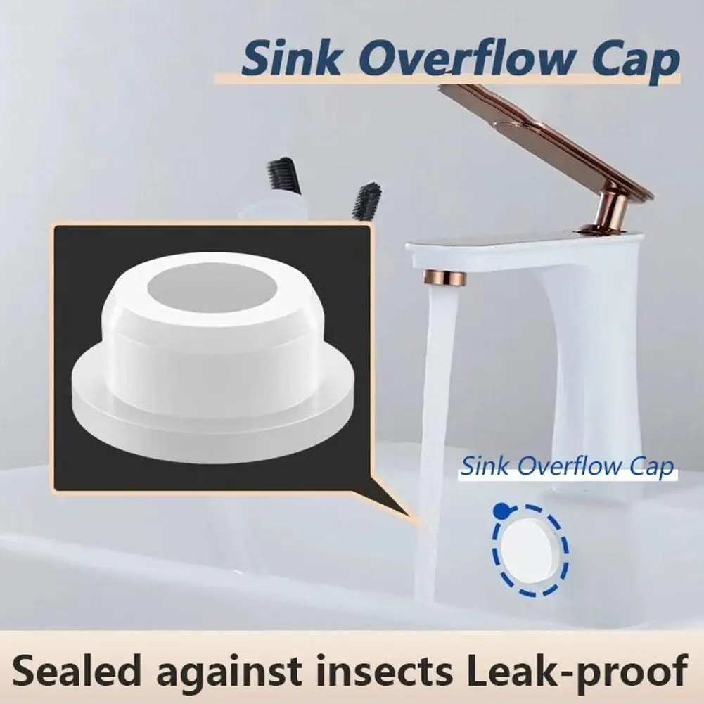 10PCS Plastic Bathroom Kitchen Basin Sink Overflow Cover Insert Replacement Hole Round Drain Cap Sink Overflow Cap
