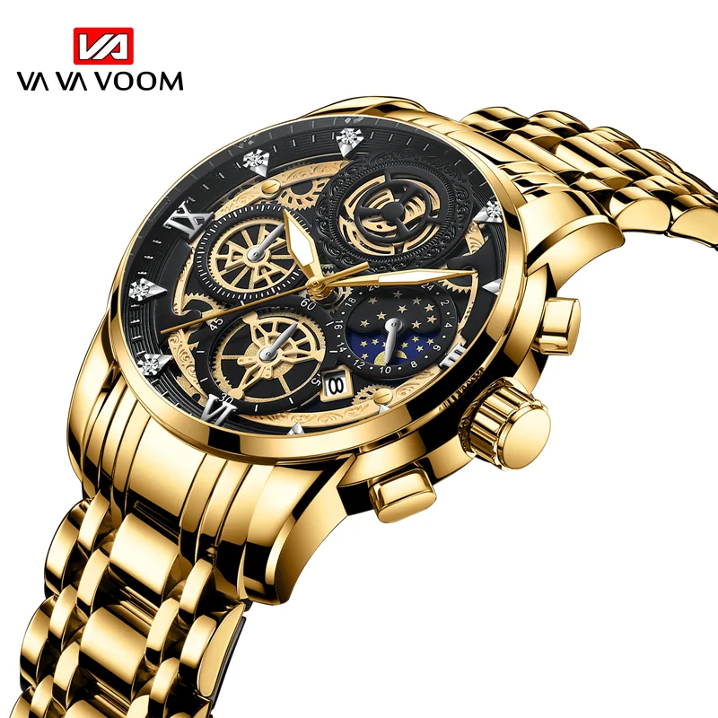 Fashion Creative Style Business Quartz Men Watch Skeleton Design Stainless Steel Quartz Movement Waterproof Men Wristwatches