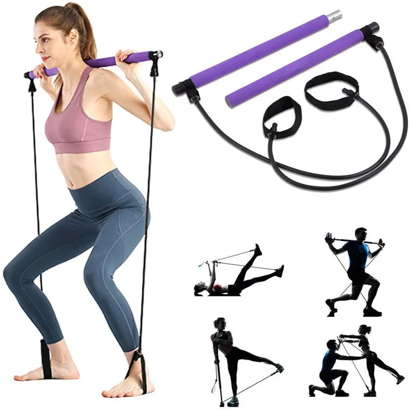 

1Pcs Portable Fitness Yoga Pilates Stick Resistance Elastic Bands Trainer Yoga Pull Rods Pull Rope Gym Body Workout Equipment