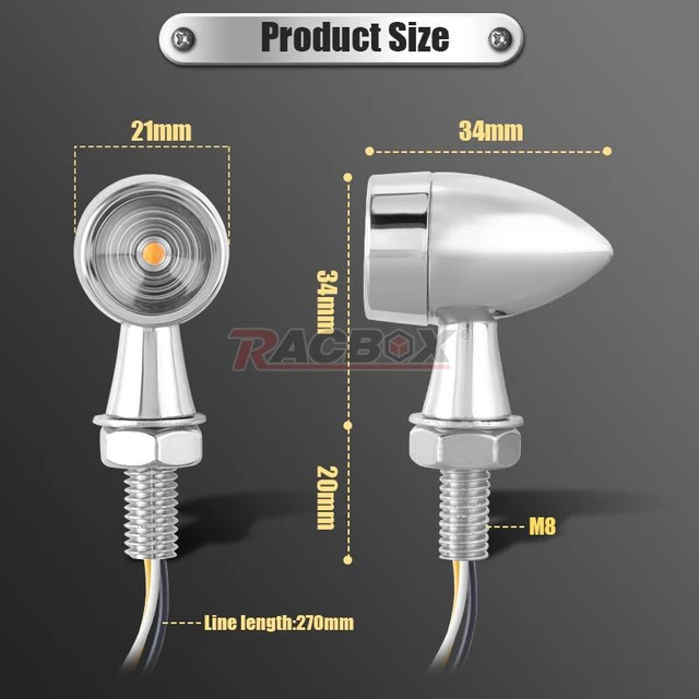 8mm Motorcycle Mini LED Turn Signal Light Bullet Moto flashing