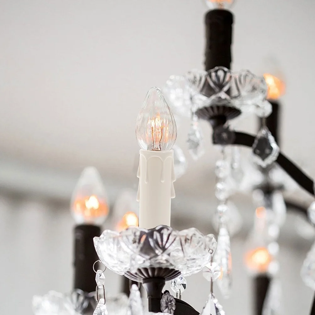 20 Pcs Tube Realistic Appearance Chandelier Covers Socket Teardrop for Chandeliers Plastic Parts Sleeves