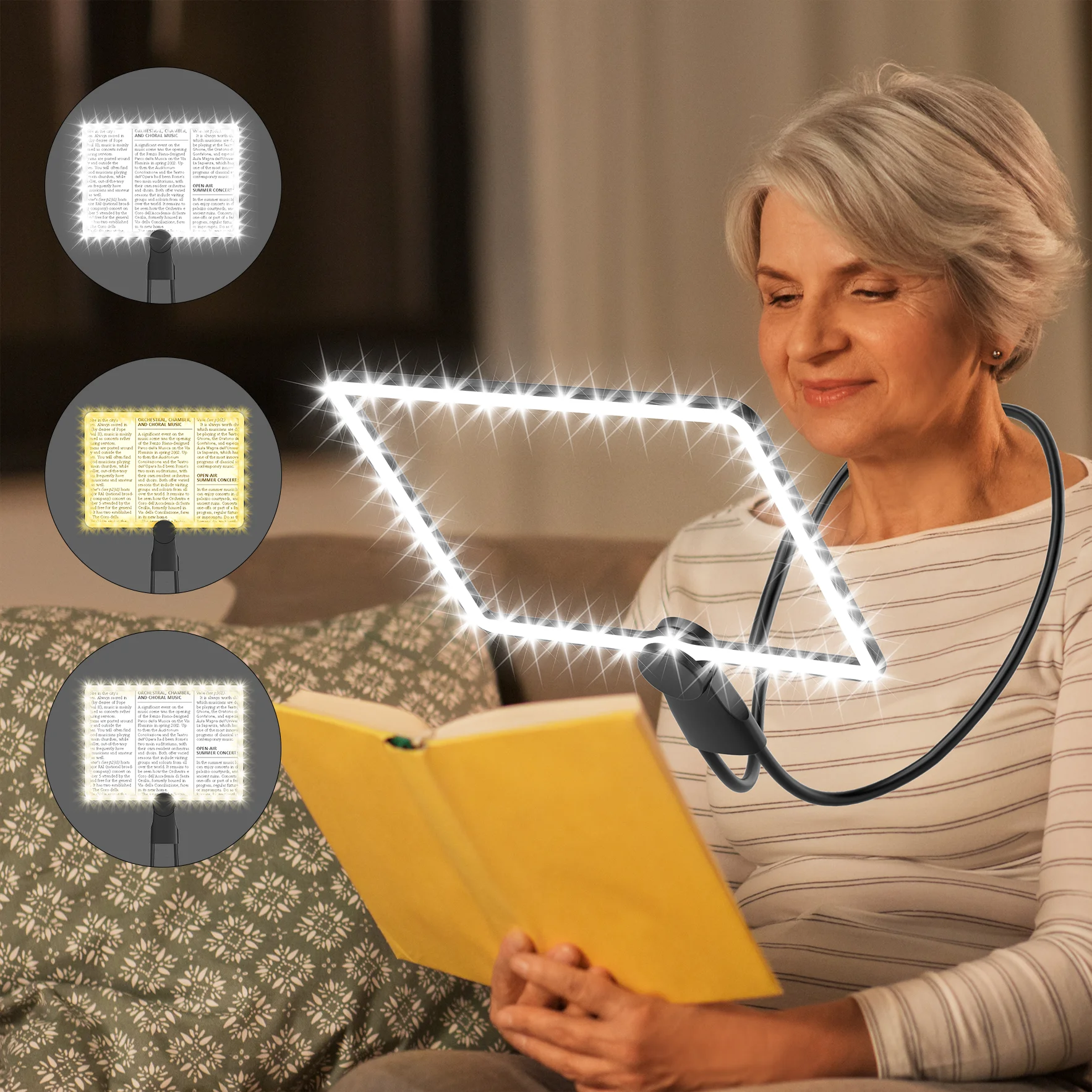 Hands-Free Magnifying Glass with Light Full Page Magnifier with 100 LED Cold and Warm Light 3 Modes for Seniors Low Vision magnifying glass magnifying glass lamp 5X