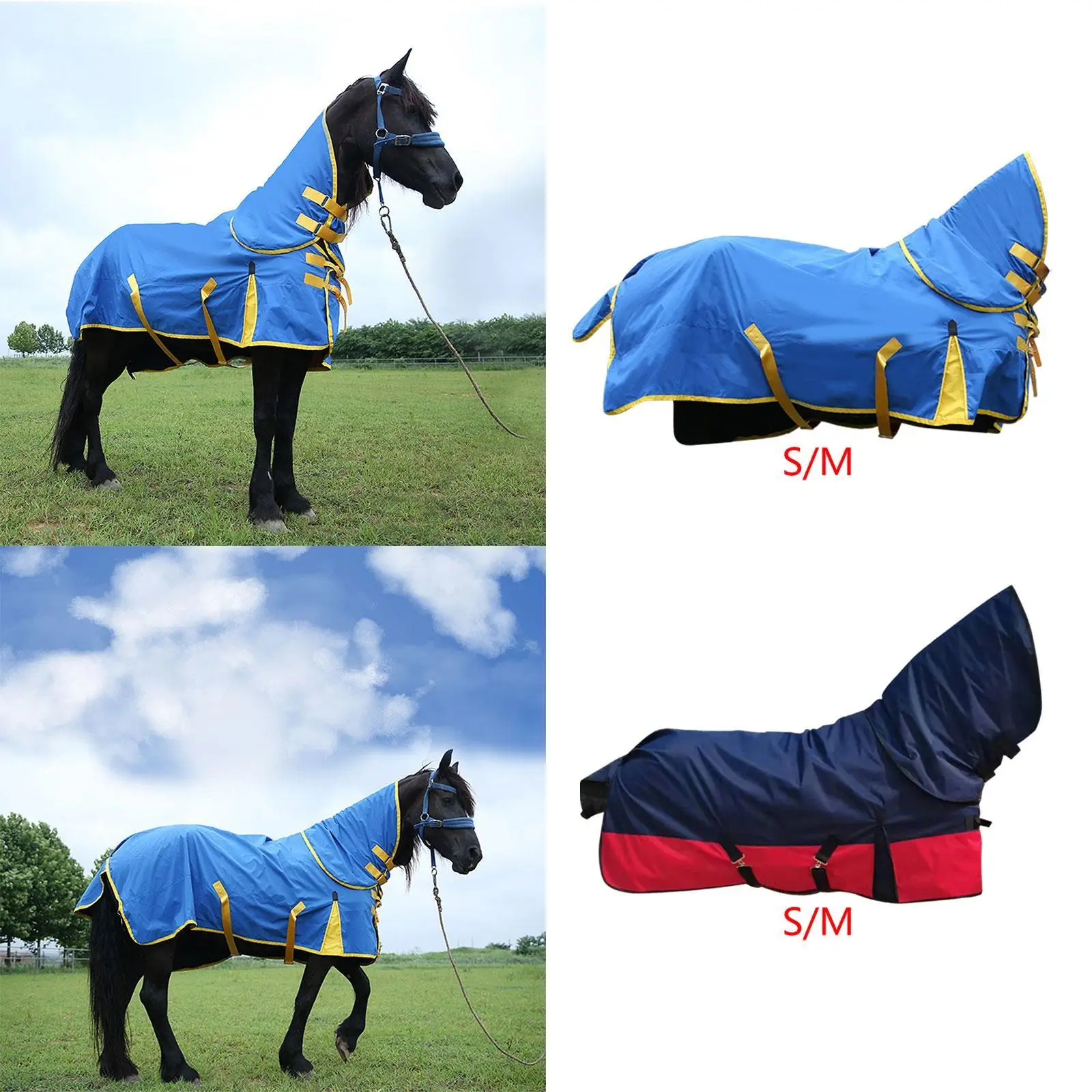 Horse Care Sheet Breathable with Neck Horse Fly Sheet Adjustable Windproof Winter Warm Turnout Blanket Clothes