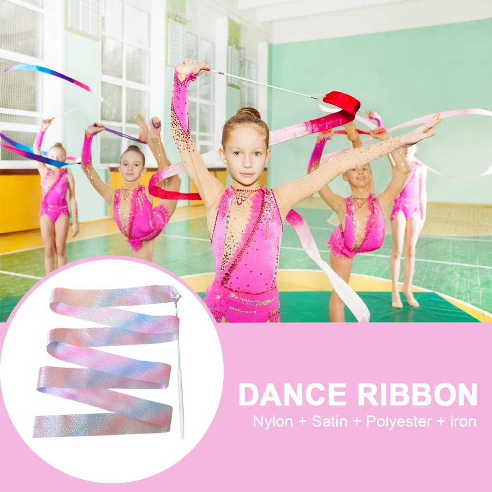 2/4M Rhythmic Gymnastics Ribbon with Wand Sparkling Dance Ribbon Multifunction Twirling Streamer Aesthetic for Kids Girls gymnastics ribbon