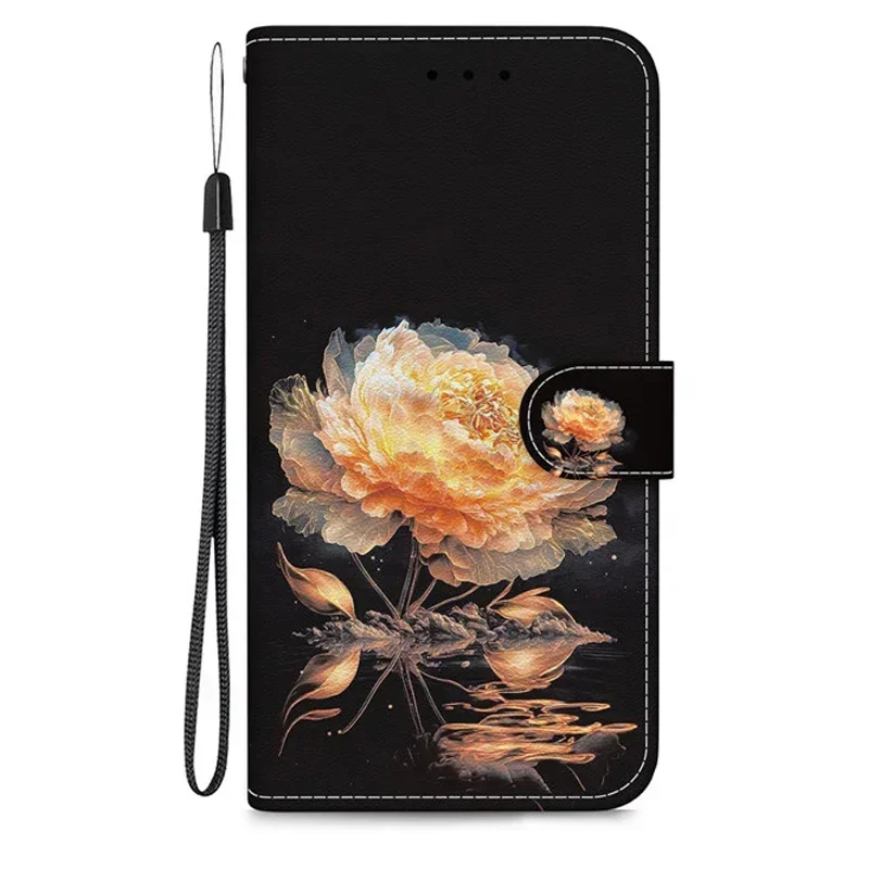 Reno Series Leather Flip Wallet Case with Magnetic Stand and 3D Pattern