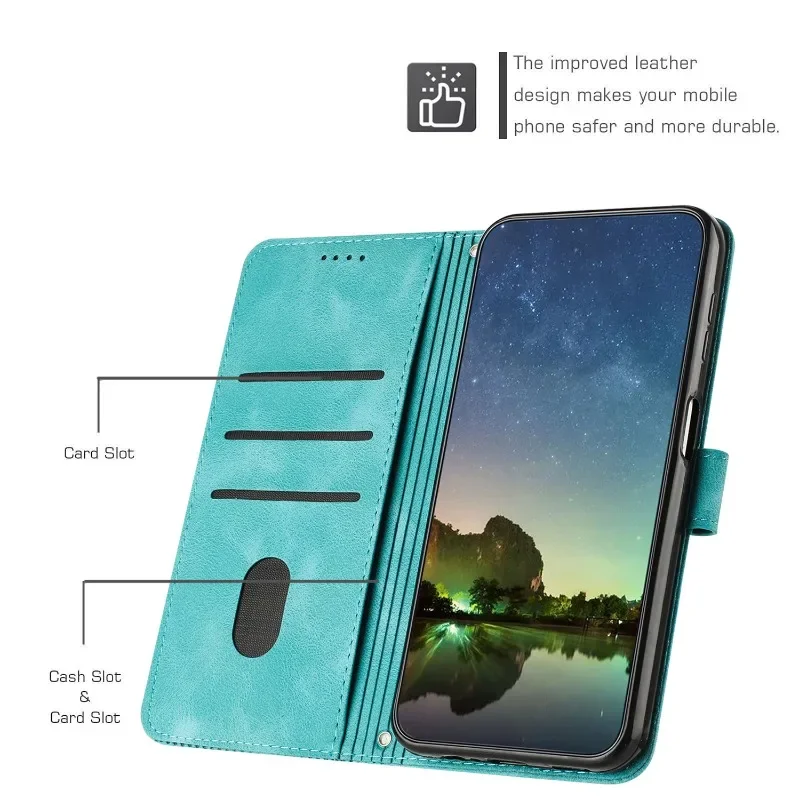 Premium Solid Color Leather Wallet Flip Case with Magnetic Closure