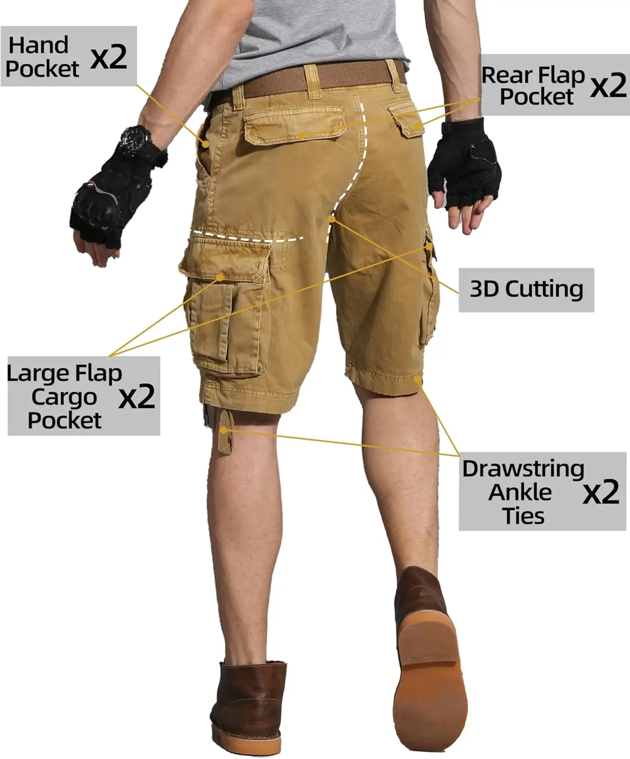 Mens Camo Cargo Shorts Wild Outdoor - Cotton Relaxed Fit Utility Multi-Pocket Shorts 4