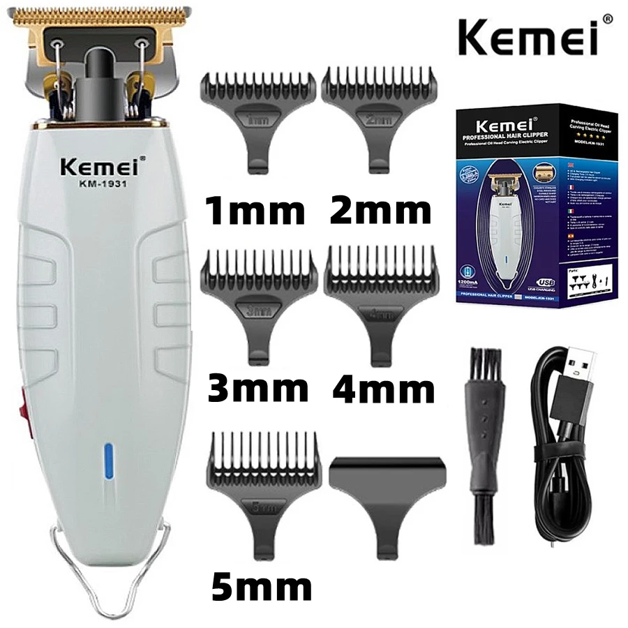 Kemei 1931 Powerful Electric Hair Trimmer Beard Grooming For Men Rechargeable Clipper Hair Cutting Machine Blade Can Be Zero