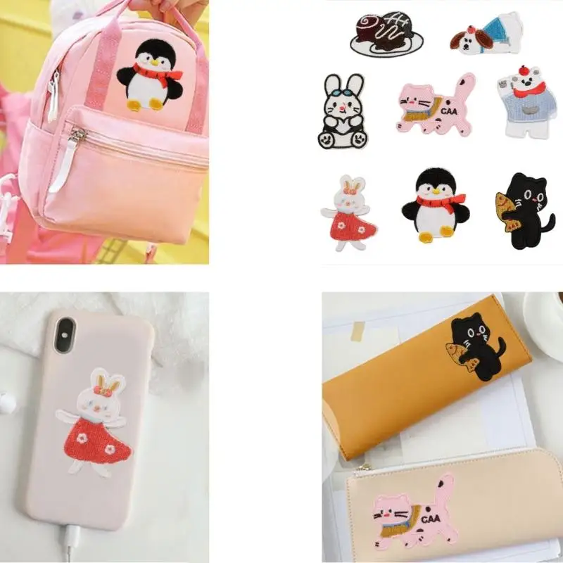 8 PCs schöne Kaninchen Reparaturflecken Eisen auf gestickten Flecken Cartoon -Katzen nähen dekorative Applikationen für Kleidung – Detail 9