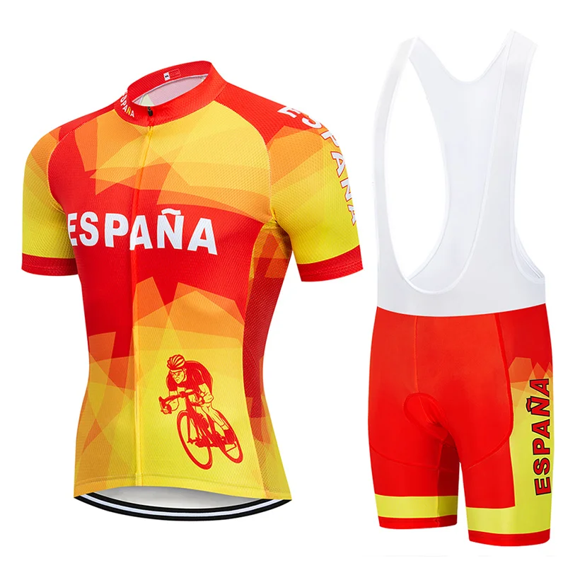 

ESPANA Cycling Jersey Bib Set Team Spain Bicycle Clothing MTB Ropa Ciclismo Bike T-Shirt Summer Men's Short Maillot Culotte Suit