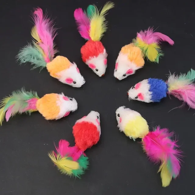 5pcs Kitten Toys Plush Simulation Mouse Interactive Cat  Furry Pet Interactive Toy Supplies Cats Playing Scratch Training Game 4