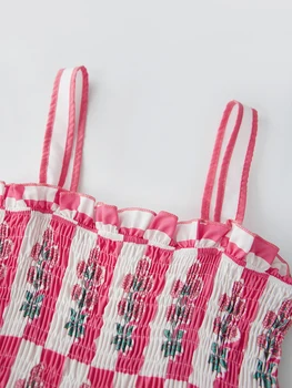 Women Slip Dress, Sleeveless Pleated Flower Dress Summer Long Swing Dress for Cocktail Party 2