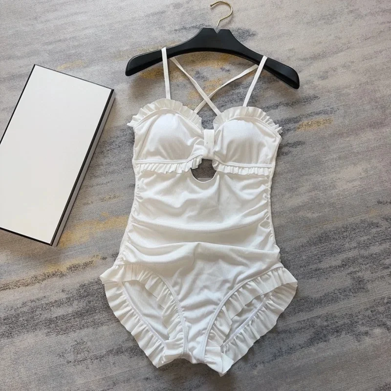 

23 New Fashion Woman One-piece Swimsuit Sexy Hollow High Waist Design Black White Swimwear