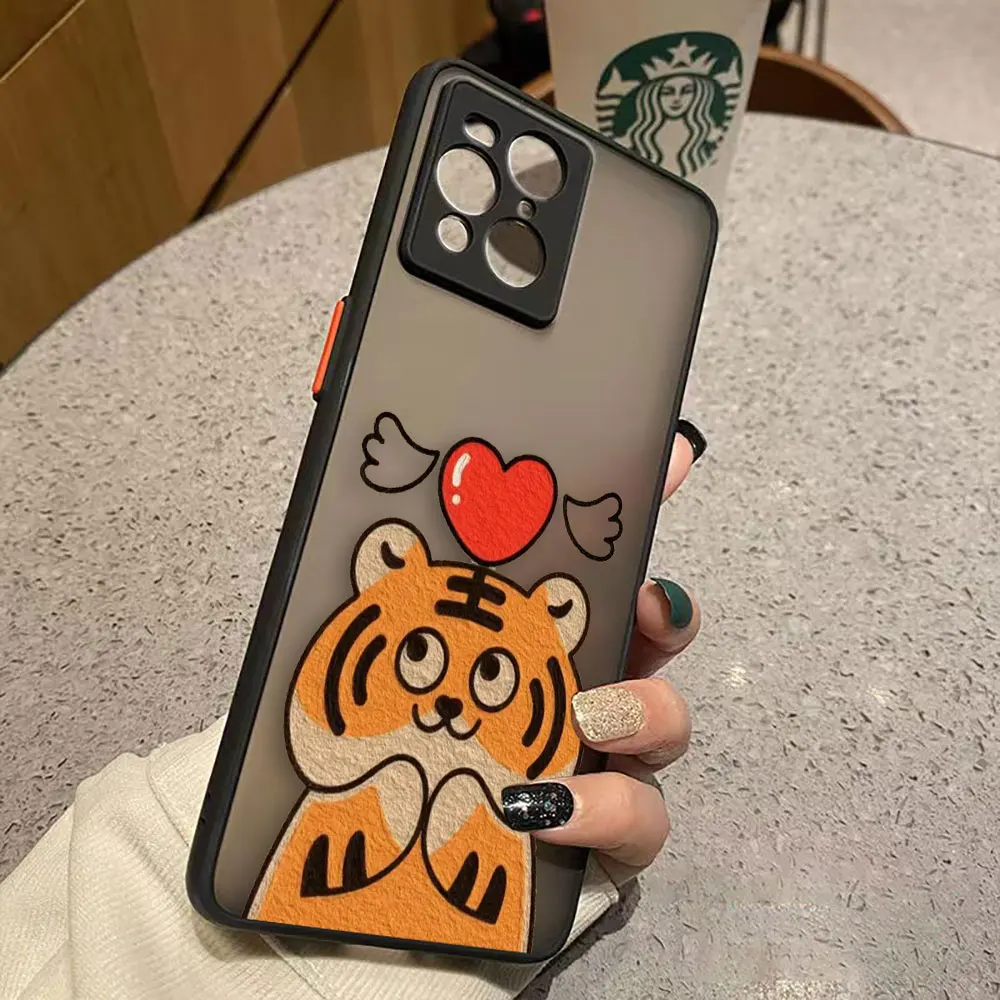 thumbnail image 1 of Funda de teléfono mate para OPPO Realme 10 9 9I 8 8I 7 7I 6 5 FIND X3 X4 PRO 4G 5G Funda Coque Capa Shell lindo pequeño tigre, 1 of 5