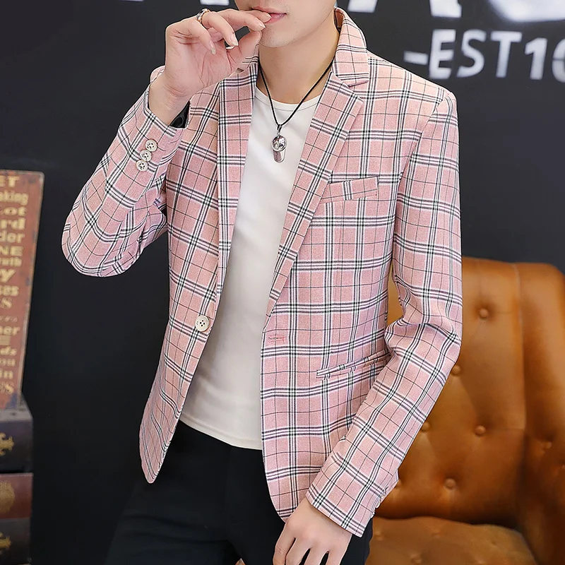 British suit men spring and autumn thousand birds checkered plankton handsome small suit clothes men's high-end casual coat tide 2