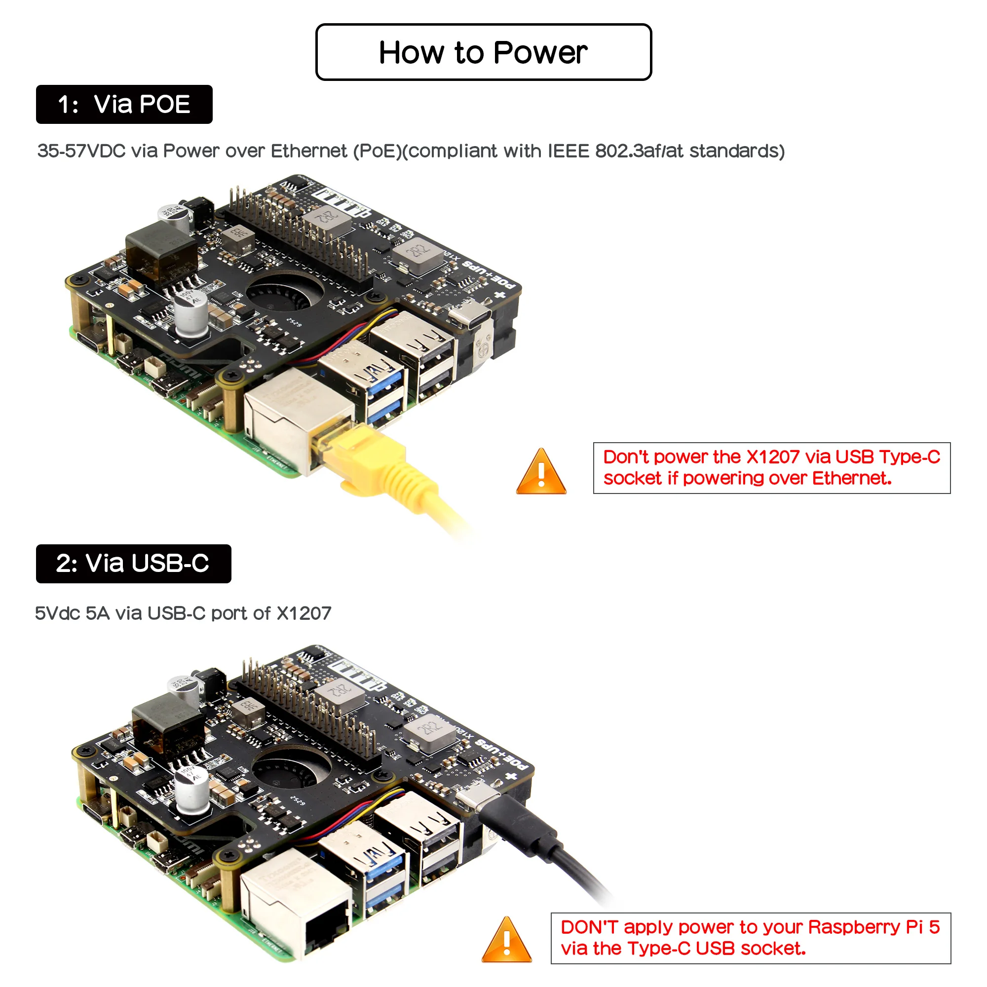 Geekbord X1207 UPS HAT ����� ���� 5 �ø���� - 5.1V 5A PoE ���� ����, ������ ���� ���� �� 21700 ���͸� Ȧ�� ����