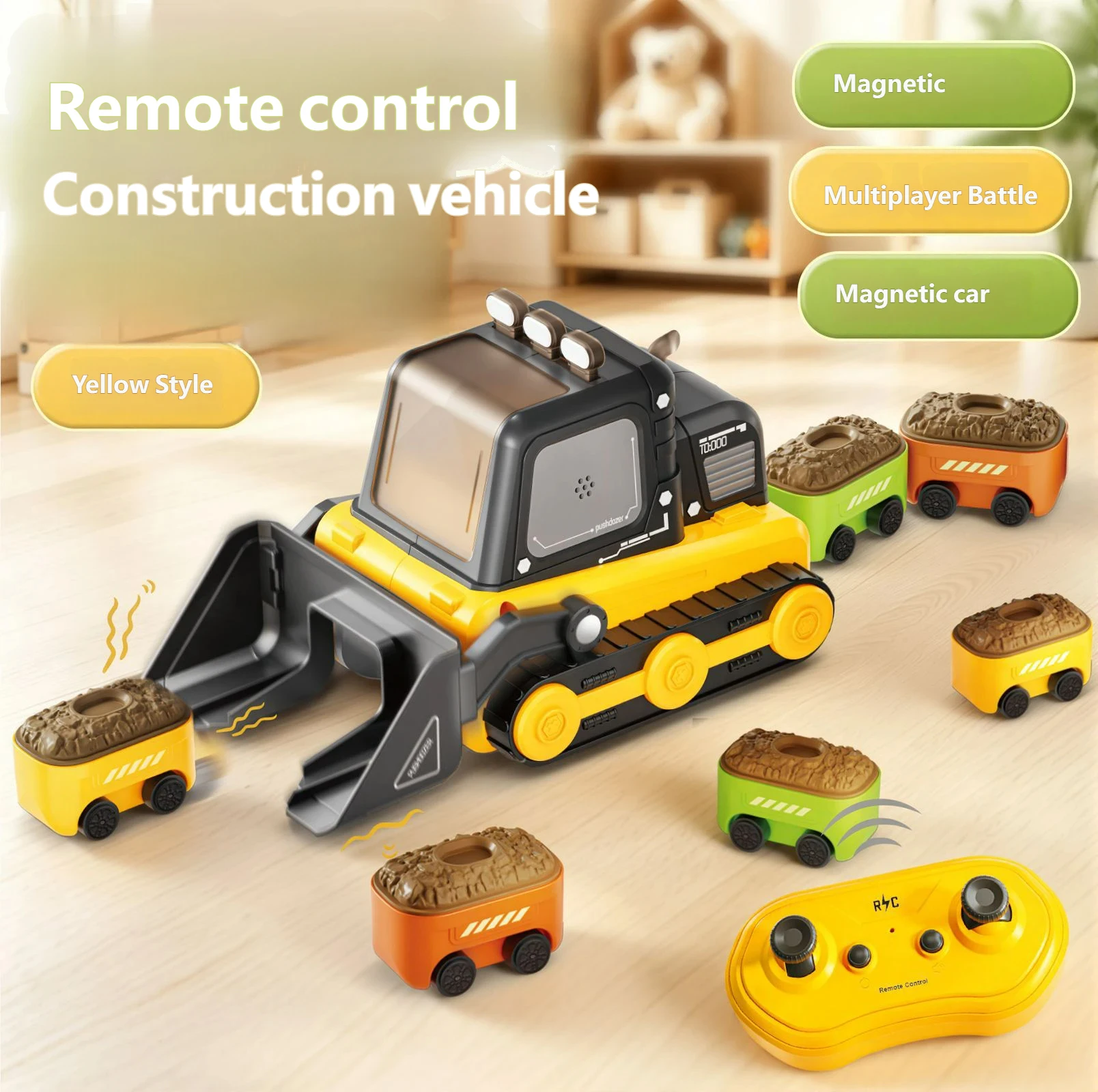 Auto Telecomandata 2.4G, Bulldozer RC, Veicolo da Costruzione, Auto Magnetica con Catena, Giocattolo Interattivo per Feste, Regalo per Ragazzi e Adulti - Image 5